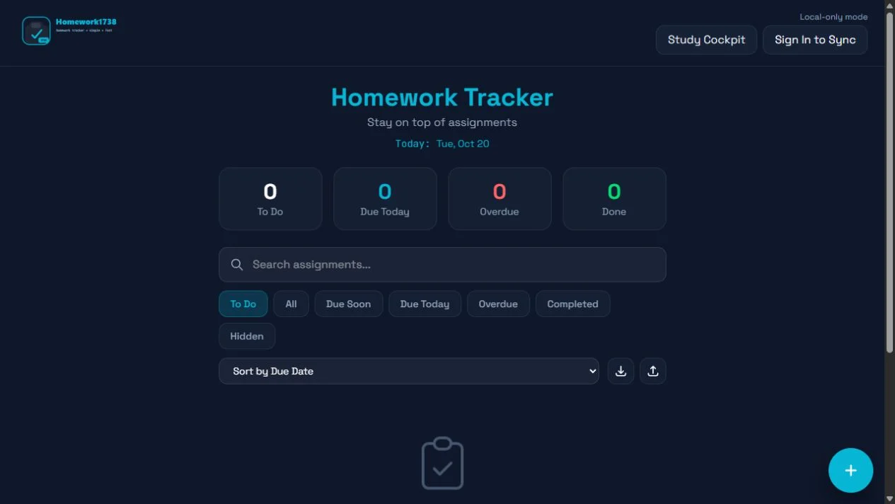 The real Homework1738 assignment tracker